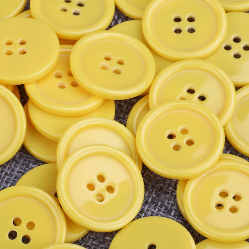 50 τεμάχια κουμπιά ραψίματος ρητίνης Yellow4Hole για χειροτεχνίες, Scrapbooking, πλέξιμο, 1