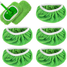 Recharges de serpillière chenille - Lot de 5 housses en microfibre réutilisables - Nettoyant professionnel pour sols secs et humides - Solution
