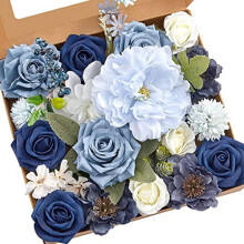 Fleurs de pivoine bleu poudré artificielles, assortiment pour bouquets de mariée, centres de table et décorations intérieures à faire soi-même.