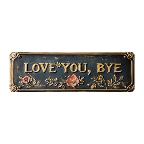 Μεταλλική πινακίδα τοίχου 12"x4,5" Vintage "Σ' αγαπώ αντίο" | Ρετρό διακόσμηση αγροικίας