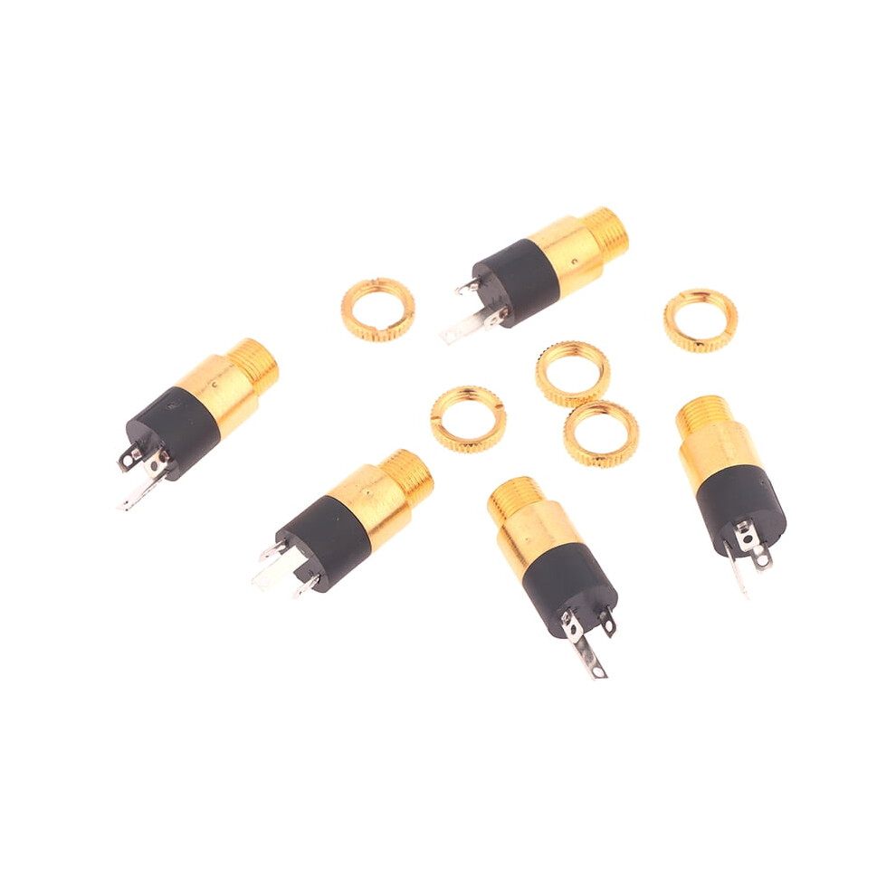 5Pcs Pj392 Stereo Female Socket Jack With Screw Connector Plating 3.5Mm Stereo Headphone Audio Video Jack Socket Plugs Gold 9555307531876