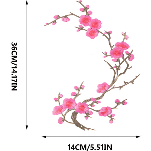 Toppa ricamata termoadesiva con fiori di ciliegio (2 pezzi) 1
