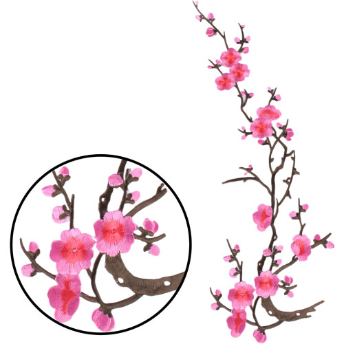 Toppa ricamata termoadesiva con fiori di ciliegio (2 pezzi) 2