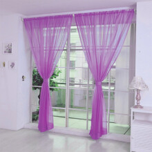 2 PCS Long Solid Sheer Curtains with Rod Pocket, Crushed Tulle Scarf Drapes for Bedroom/Living Room/Kitchen