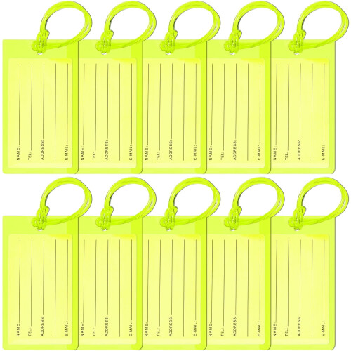 Etichete pentru bagaje, verde fluorescent deschis, pachet de 10