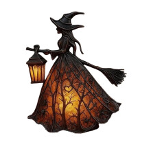 Lampe de sorcière d'Halloween, lanterne en résine, veilleuse, figurine effrayante pour décoration de porche, table ou fête