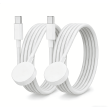 Balení 2 kusů kompatibilních s magnetickým kabelem USB-C pro Apple Watch, rychlé nabíjení pro Ultra2/9/8/7/6/SE/5/4/3/2/1 – 3 stopy fialové