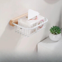 Juego de estantes para baño con soporte para secador de pelo (21x14x7 cm)