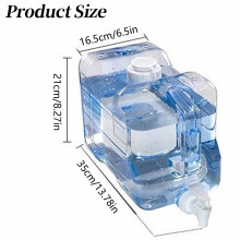 Waterkan van 2 gallon (ca. 7,5 liter) voor koelkastdispensers, met handvat en kraan, compatibel met koelkastflessen.