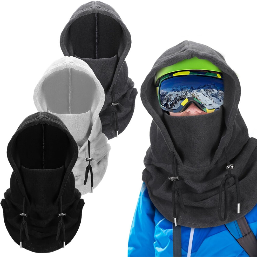 3 Pcs Over Helmet Balaclava Ski Mask Men Women Balaclava Windproof Fuzzy Face Mask Neck Warmer Scarf Helmet Hood 9422877372584