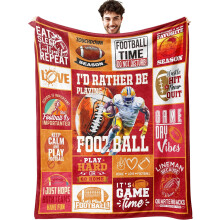 Couverture de football 152 x 127 cm – Cadeau pour garçons de 8 à 12 ans, hommes et supporters – Plaid aux couleurs de l'équipe, cadeau
