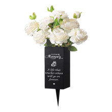 Support à fleurs en métal pour l'extérieur, idéal pour les tombes de cimetière, la décoration de jardin et de pelouse – Compatible avec la