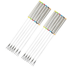 12Pcs Long Handle Stainless Steel Fondue Forks for Cheese Chocolate and Outdoor Camping
