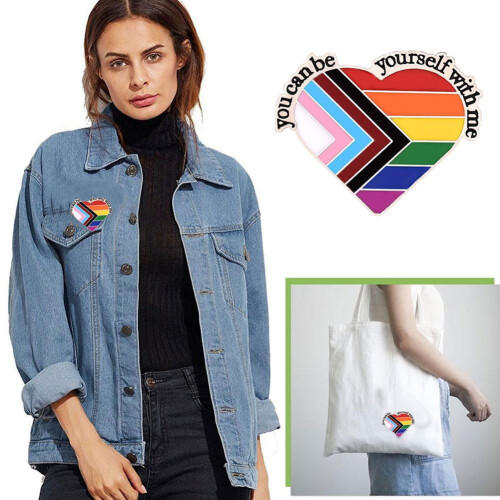 Γκέι σήμα Μπορείτε να είστε ο εαυτός σας μαζί μου καρφίτσα σμάλτου Space Trans σημαία 2