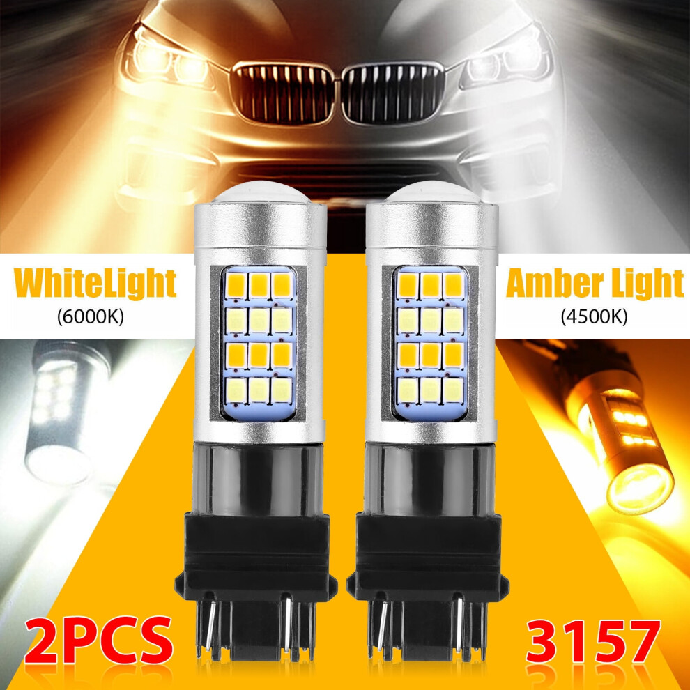 2X 3157 Led Drl Switchback Turn Signal Bulbs Kit 4157Na 3457A / Light/White/Amber 9422877374984