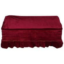 Dark Red Piano Bench Upholstery Cover Pleuche Fabric Protective Design for Home Use 1 Set