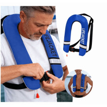 Adult Automatic Inflatable Kayak Vest PFD,Water Sports Vest for Boating Fishing Kayaking Paddleboarding Life Jacket (Blue)