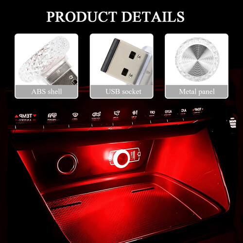 4-pakning USB LED-innvendig billys – isblå 2