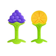 2pcs Baby Teething Toys (0-18m), Food-Grade Silicone, BPA-Free, Hand & Chew Toys, Blue+Yellow