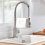 Brushed Nickel Kitchen Faucet with Pull-Down Sprayer, 1-Handle, Dual-Function, Compatible with 1-Hole or 3-Hole Installations 3