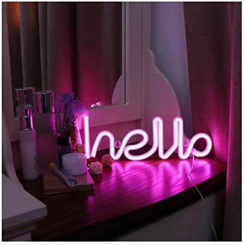 Φως Νυχτός Νέον, LED Πινακίδες Νέον Νυχτός Φως Hello Neon Lights Φώτα Νέον για Παιδικό 1