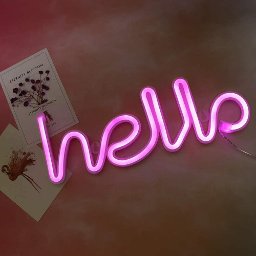Φως Νυχτός Νέον, LED Πινακίδες Νέον Νυχτός Φως Hello Neon Lights Φώτα Νέον για Παιδικό 2