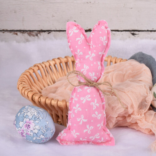 Μεγάλο Πασχαλινό Στολίδι Λαγουδάκι από Υφασμάτινο Σχοινί 9,4x3,1", Ανοιξιάτικη 2