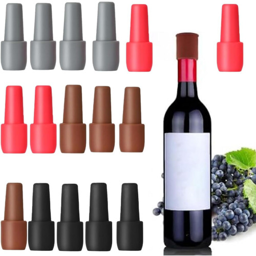 Rolhas de silicone reutilizáveis para vinho – Pacote com 4/8/16 unidades