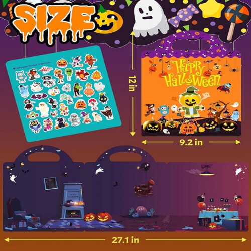 Ήσυχο βιβλίο για το Halloween με επαναχρησιμοποιούμενα αυτοκόλλητα για παιδιά 3-8 ετών 2