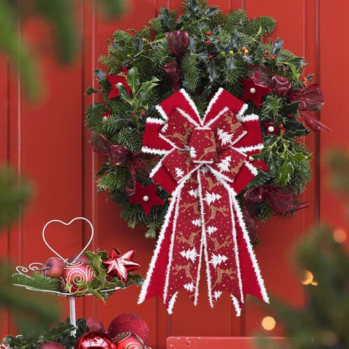2 rode jute kerstkransstrikken met draad 2