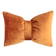 Bow-Shaped Decorative Pillow, Soft Plush Lumbar Cushion for Sofa, Car Backrest & Home (Orange, 11x16in)