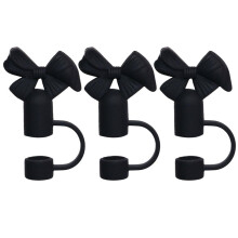 Strohhalmkappen aus lebensmittelechtem Silikon, schwarz, 3er-Pack