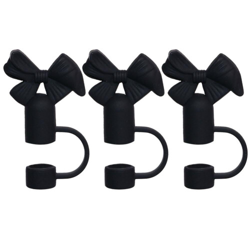 Strohhalmkappen aus lebensmittelechtem Silikon, schwarz, 3er-Pack