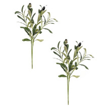 Artificial Olive Branches for Vases 15" Faux Olive Tree Stems, Adjustable Leaves, Realistic Home Decor & DIY Greenery Green*2