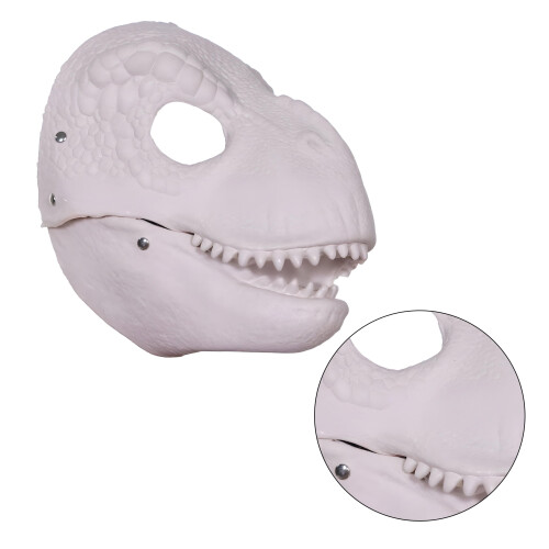Masque d'Halloween de dinosaure blanc à bouche ouverte