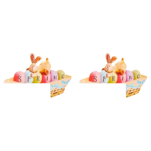 Ensemble de 2 décorations d'angle de porte en bois en forme de lapin de Pâques