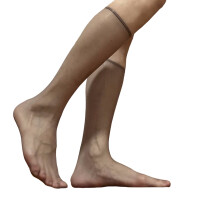 Chaussettes habillées en soie pour homme, montantes jusqu'aux genoux, en nylon doux