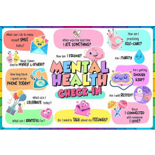 Poster voor een mentale gezondheidscheck voor kinderen – Positieve therapiekunst