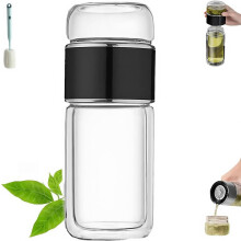 2026 New 3-in-1 Glass Infuser with Built-in Filter & Lid, Portable Double-Layer Tea Cup for Family, Sports, Travel