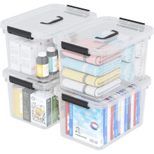 20 Quarts Stackable Plastic Storage Latches Box with Lid, Clear Latching Storage Bin with Handle, 4 Packs