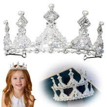 Pearl Crown Shimmering Birthday Crown Women Elegant Bridal Wedding Pearl Rhinestone Crown 1Pcs Princess Crown Birthday Party Christmas Gifts 5.51 In