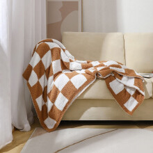 Checkered Knitted Throw Blanket for Couch/Bed – Cozy Soft Home Decor & Gift for Women, Mom, Girls – Compatible with Aesthetic Rooms