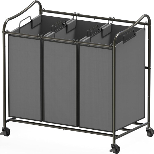 Wäschesortierwagen, robust, dunkelgrau, 3-Sack-Aufsatz