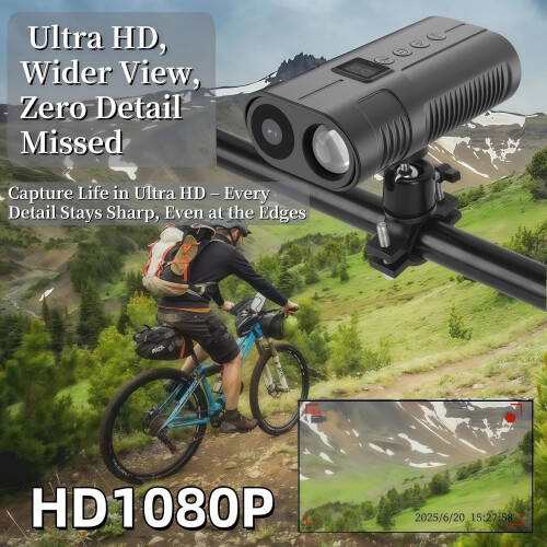 Caméra avant pour vélo 1080p 64 Go 10 H rechargeable 2