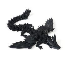 Fekete 3D nyomtatott sárkányfigura 14 cm