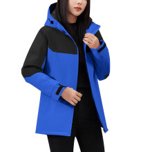 Damen-Kapuzenjacke mit Farbblock-Design, langen Ärmeln, Reißverschlusstasche, wind- und wasserdicht, fleecegefüttert, warm und ideal für kaltes