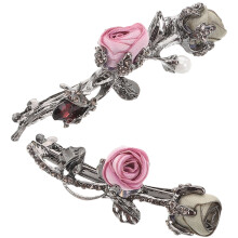 2 stuks rozenbloem haarclips met strass steentjes, metalen haaraccessoires voor elegante feestjes en bruiloften