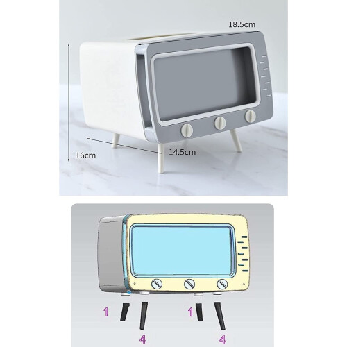 Boîte à mouchoirs en forme de téléviseur avec support pour téléphone 2
