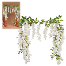 Guirlande de glycine artificielle de 1,80 m, plante grimpante suspendue pour fête, jardin, arche de mariage, fond de table – Blanche
