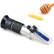 3-in-1 Honey Refractometer: Moisture, Brix (58-90%), Baume – Ideal for Honey, Maple Syrup, Molasses & Beekeeping